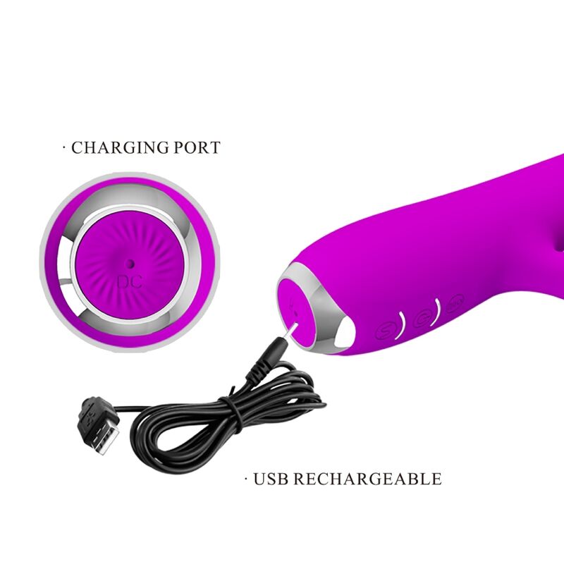 PRETTY LOVE - RACHEL RECHARGEABLE VIBRATOR WITH PURPLE SUCTION CUP - NOCTURNA DESIRES