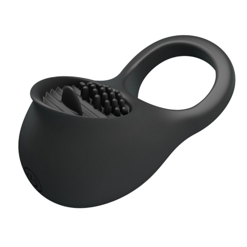 PRETTY LOVE - VIBRATING PENIS RING WITH BLACK TONGUE - NOCTURNA DESIRES