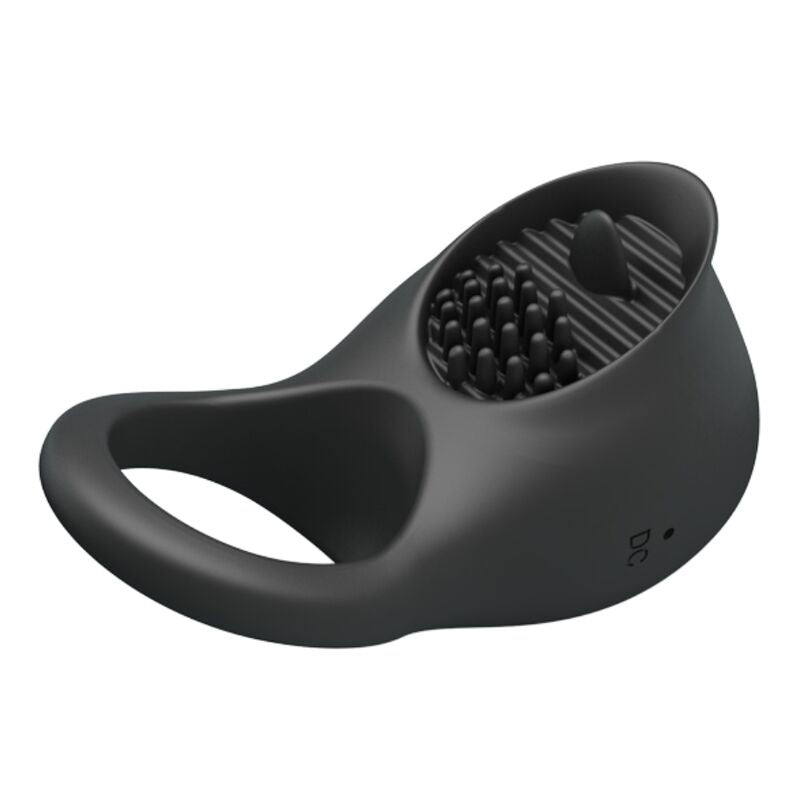 PRETTY LOVE - VIBRATING PENIS RING WITH BLACK TONGUE - NOCTURNA DESIRES