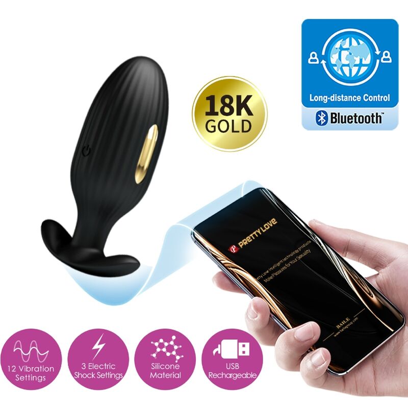 PRETTY LOVE - JEFFERSON APP CONTROLLED ANAL PLUG BLACK - NOCTURNA DESIRES