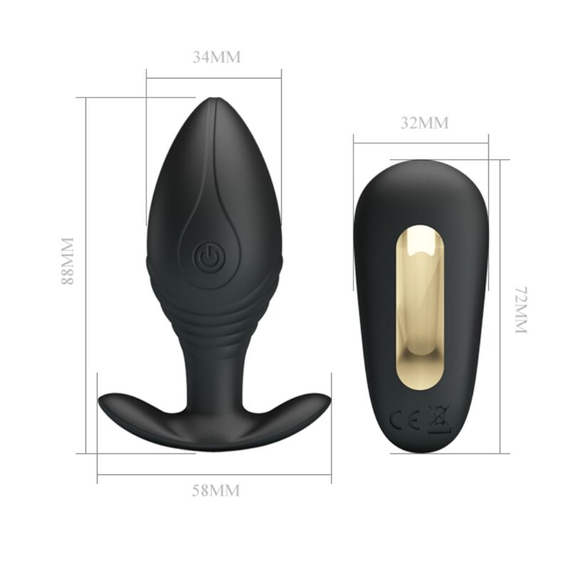 PRETTY LOVE - REGINA ANAL PLUG RECHARGEABLE VIBRATOR BLACK - NOCTURNA DESIRES