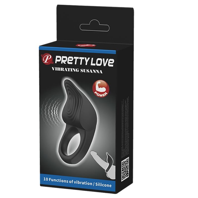PRETTY LOVE - SUSANNA VIBRATING PENIS RING BLACK - NOCTURNA DESIRES