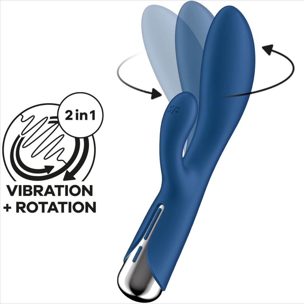 SATISFYER - SPINNING RABBIT 1 CLITORIS AND G-SPOT STIMULATION BLUE - NOCTURNA DESIRES