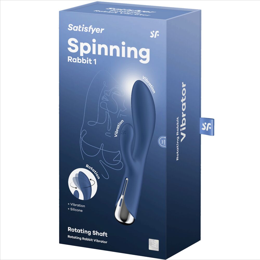 SATISFYER - SPINNING RABBIT 1 CLITORIS AND G-SPOT STIMULATION BLUE - NOCTURNA DESIRES