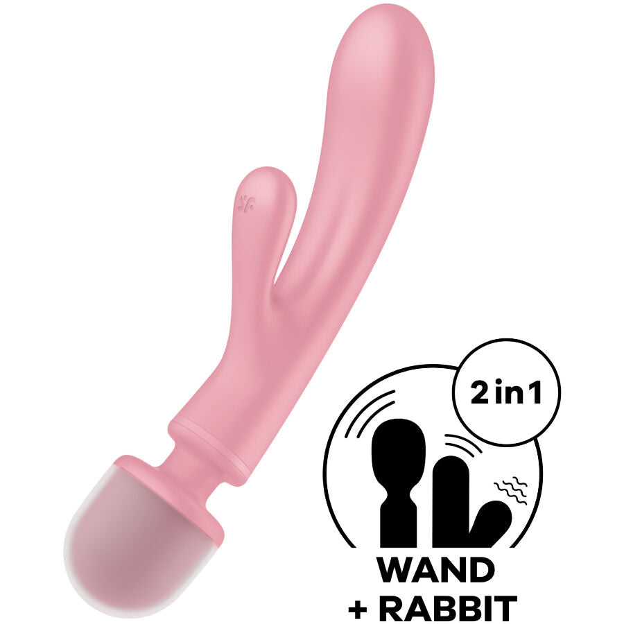 SATISFYER - TRIPLE LOVER RABBIT VIBRATOR MASSAGER PINK - NOCTURNA DESIRES