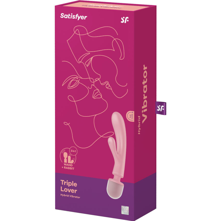 SATISFYER - TRIPLE LOVER RABBIT VIBRATOR MASSAGER PINK - NOCTURNA DESIRES