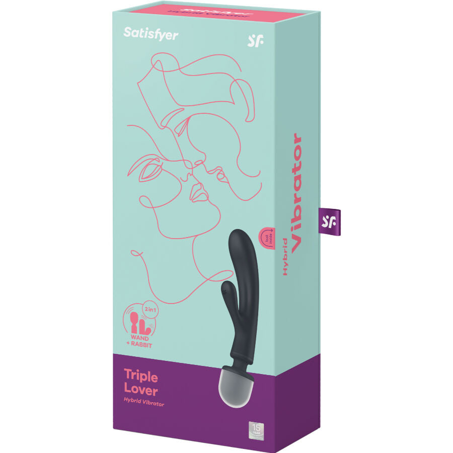 SATISFYER - TRIPLE LOVER RABBIT VIBRATOR MASSAGER GREY - NOCTURNA DESIRES