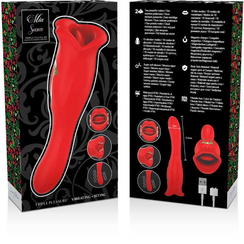 MIA - SIENA TRIPLE PLEASURE VIBRATING + BITING - NOCTURNA DESIRES