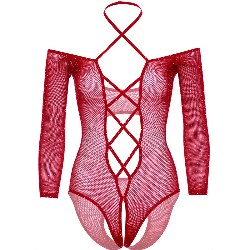 LEG AVENUE - BODY CROTHLESS WITH GLOSS RED - NOCTURNA DESIRES