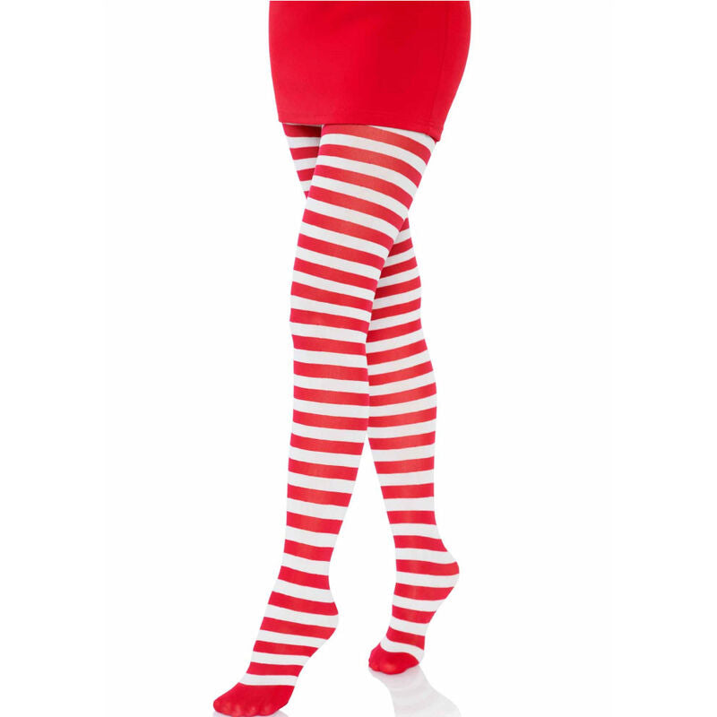 LEG AVENUE - WHITE/RED STRIPED TIGHTS - NOCTURNA DESIRES