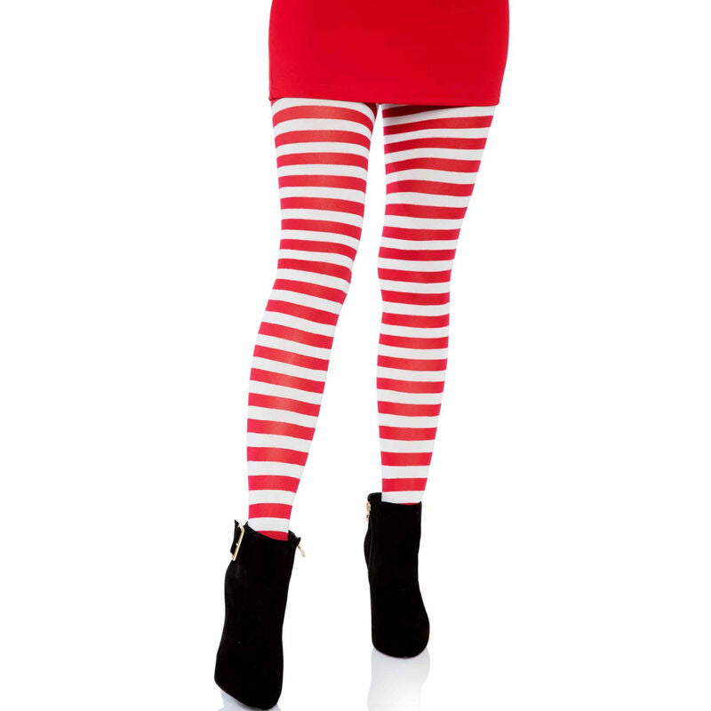LEG AVENUE - WHITE/RED STRIPED TIGHTS - NOCTURNA DESIRES