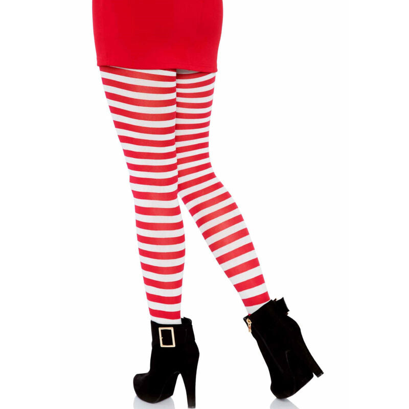 LEG AVENUE - WHITE/RED STRIPED TIGHTS - NOCTURNA DESIRES