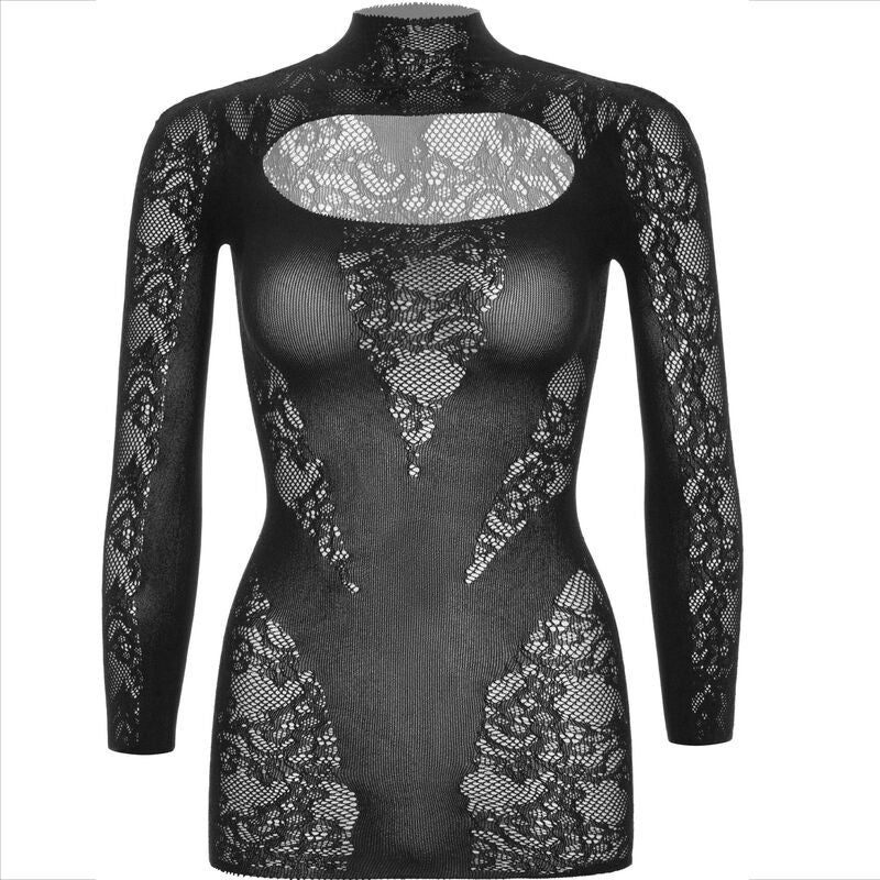LEG AVENUE - MINI DRESS WITH LACE LONG SLEEVE BLACK - NOCTURNA DESIRES