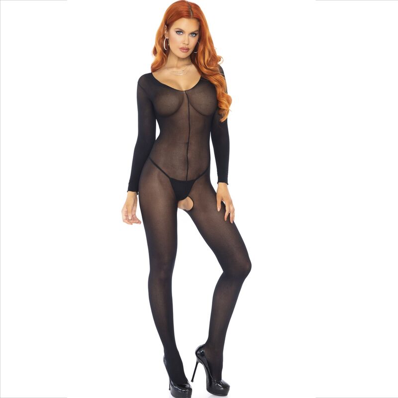 LEG AVENUE - BODYSTOCKING LONG SLEEVE BLACK - NOCTURNA DESIRES