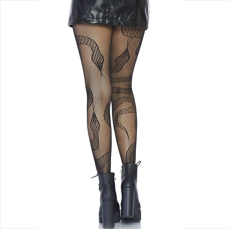 LEG AVENUE - STOCKINGS NET SNAKES BLACK - NOCTURNA DESIRES