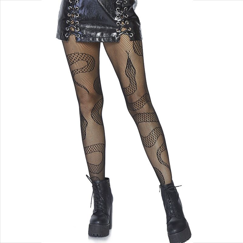 LEG AVENUE - STOCKINGS NET SNAKES BLACK - NOCTURNA DESIRES