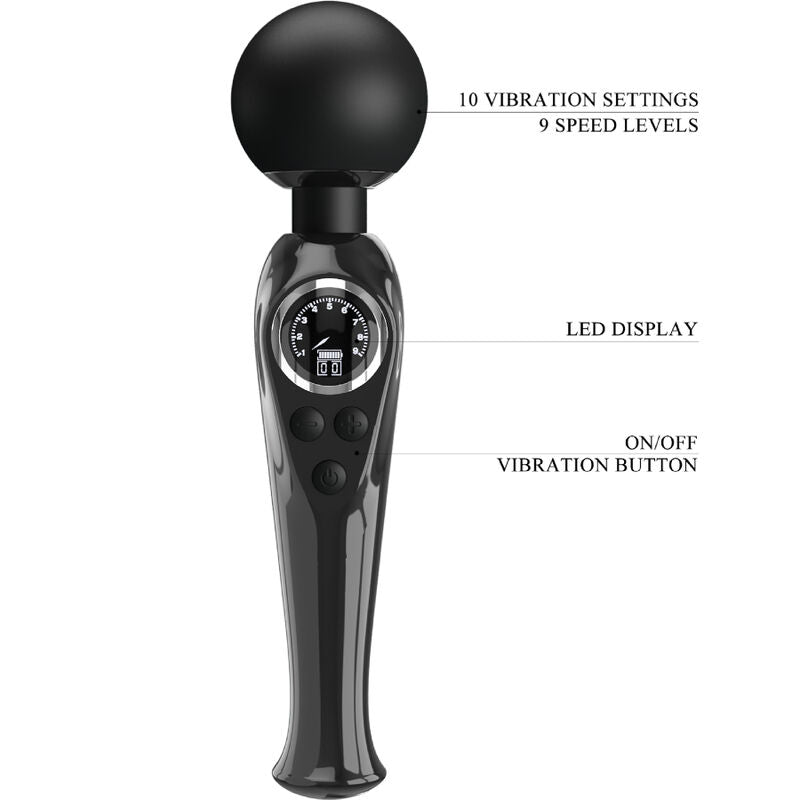 PRETTY LOVE - SKYLER VIBRATOR WAND BLACK - NOCTURNA DESIRES