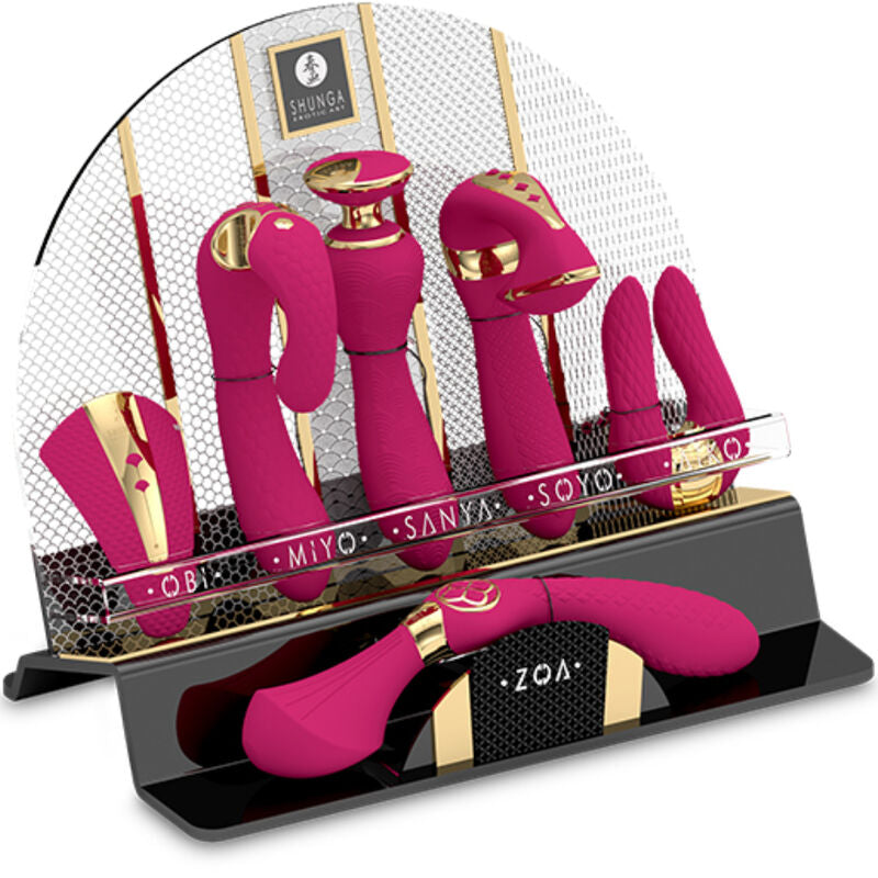 SHUNGA - DISPLAY OF 6 FUCHSIA INTIMATE MASSAGERS - NOCTURNA DESIRES