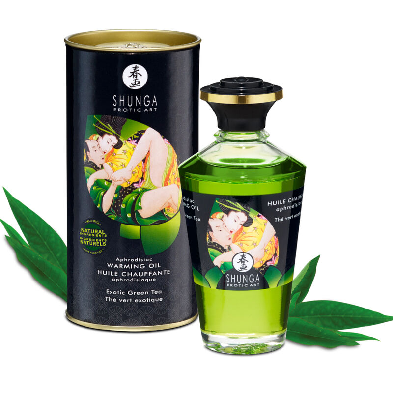 SHUNGA - ORGANIC GREEN TEA HEAT EFFECT MASSAGE OIL 100 ML SHUNGA OILS  NOCTURNA DESIRES