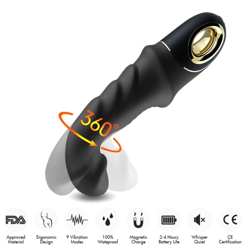 ARMONY - JOYBLADE DILDO VIBRATOR ROTATOR BLACK - NOCTURNA DESIRES