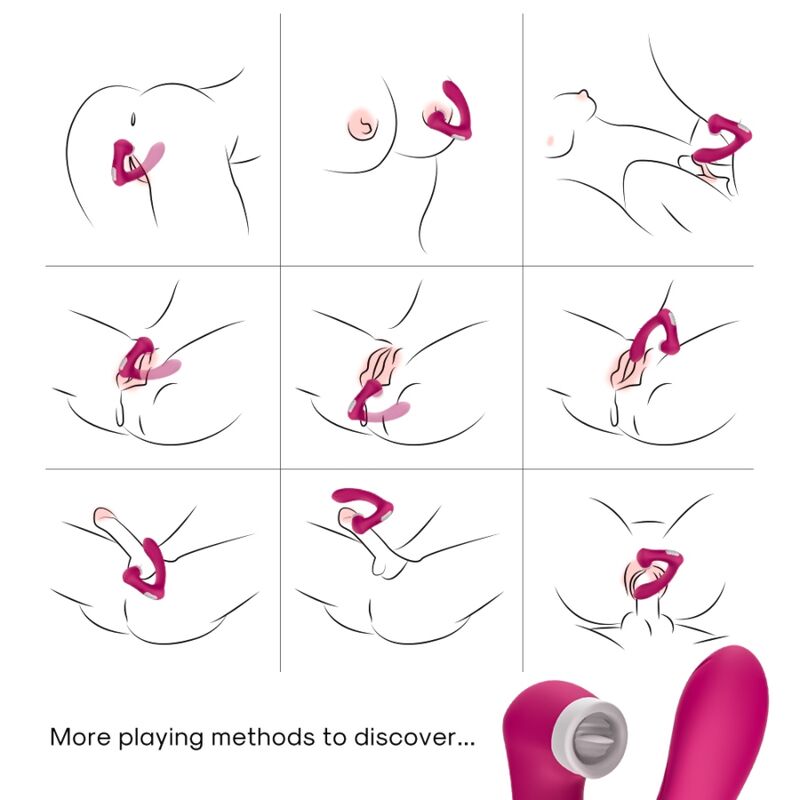 ARMONY - SECRETKISS LICKING VIBRATING CLIT & VIBRATOR CURVED FUCHSIA - NOCTURNA DESIRES
