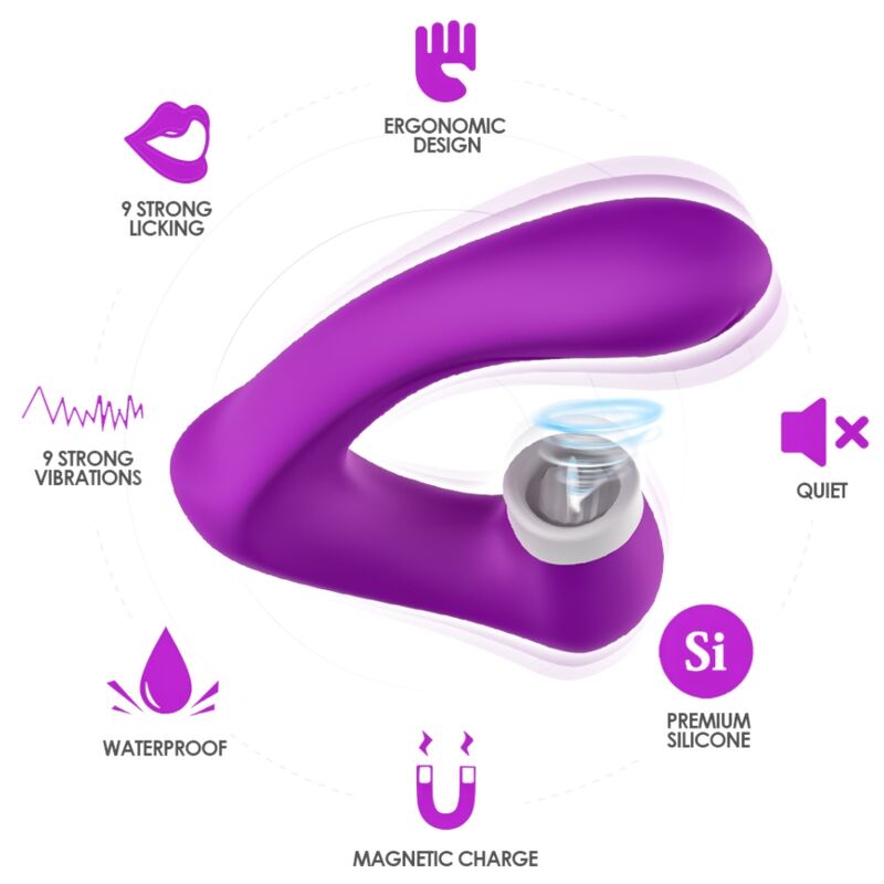 ARMONY - SECRETKISS LICKING VIBRATING CLIT & VIBRATOR CURVED PURPLE - NOCTURNA DESIRES