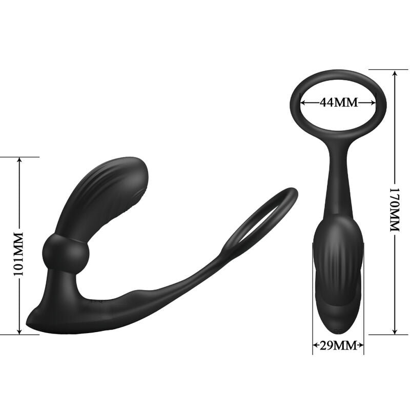 PRETTY LOVE - WARREN BLACK ANAL RING & VIBRATOR - NOCTURNA DESIRES