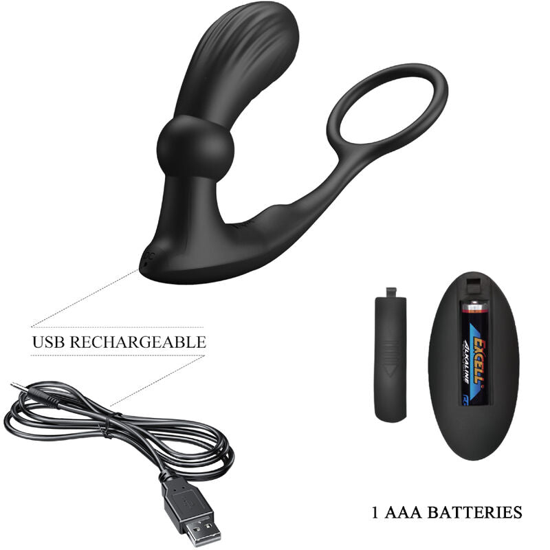 PRETTY LOVE - WARREN BLACK ANAL RING & VIBRATOR - NOCTURNA DESIRES