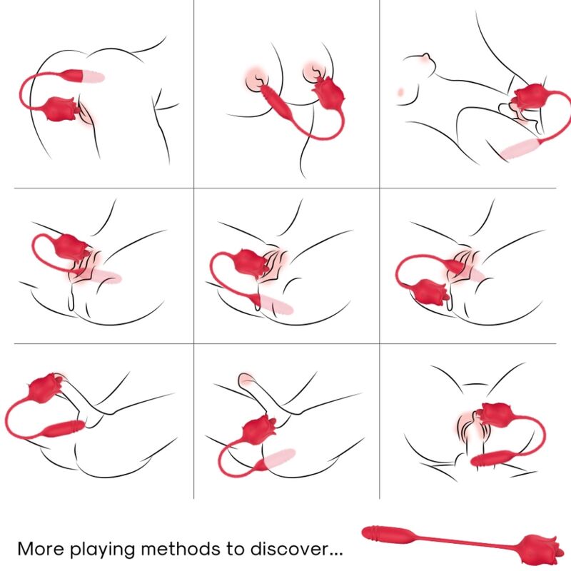 ARMONY - 3-IN-1 PINK, STIMULATOR, SUCTION AND UP&DOWN WITH RED TAIL - NOCTURNA DESIRES