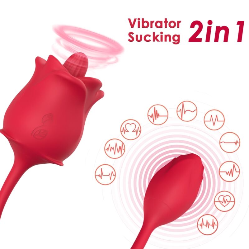 ARMONY - PINK 2 IN 1 SUCTION STIMULATOR & VIBRATOR 10 MODES WITH RED TAIL - NOCTURNA DESIRES