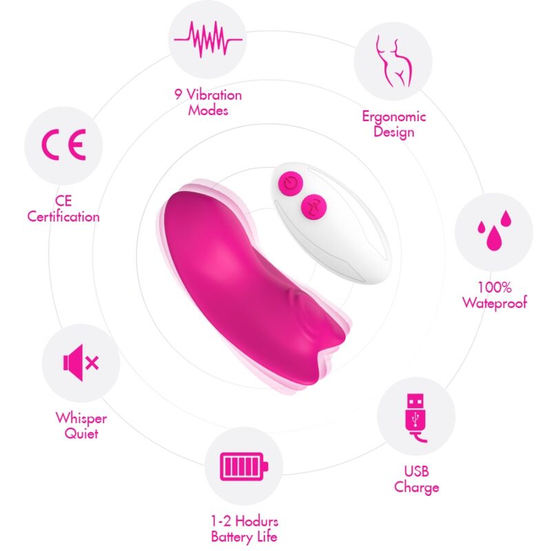ARMONY - BUTTERFLY WEARABLE PANTIES VIBRATOR REMOTE CONTROL PINK - NOCTURNA DESIRES