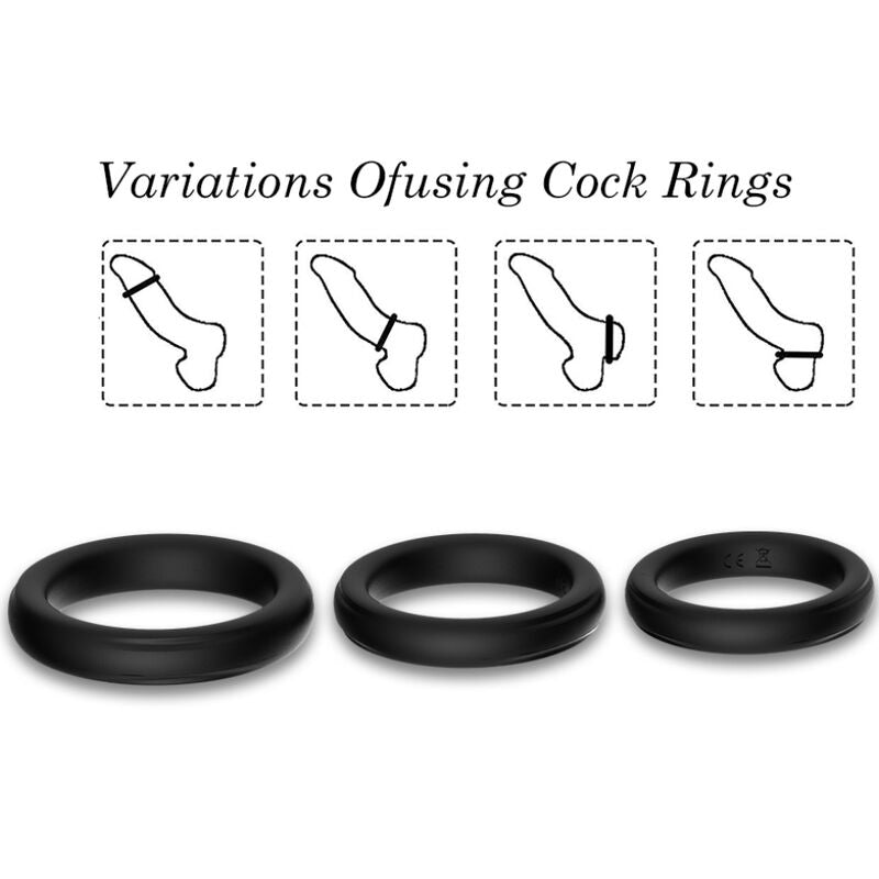 ARMONY - TRIPLE SILICONE RING BLACK - NOCTURNA DESIRES