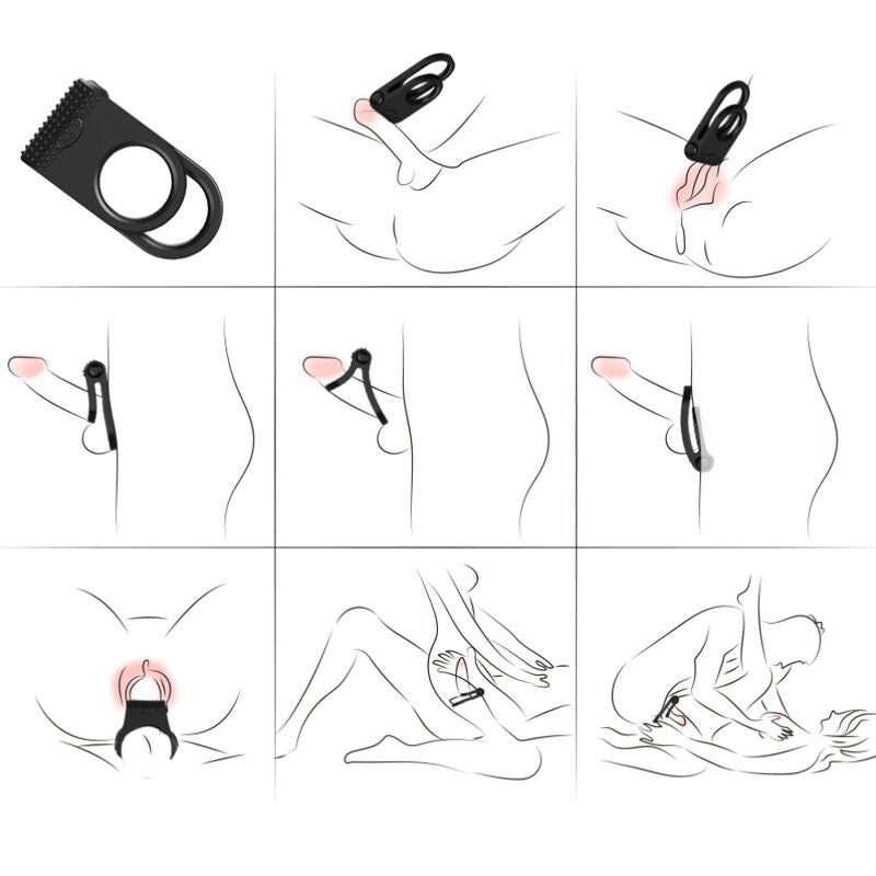 ARMONY - TWINS DOUBLE VIBRATOR RING FOR COUPLES BLACK - NOCTURNA DESIRES