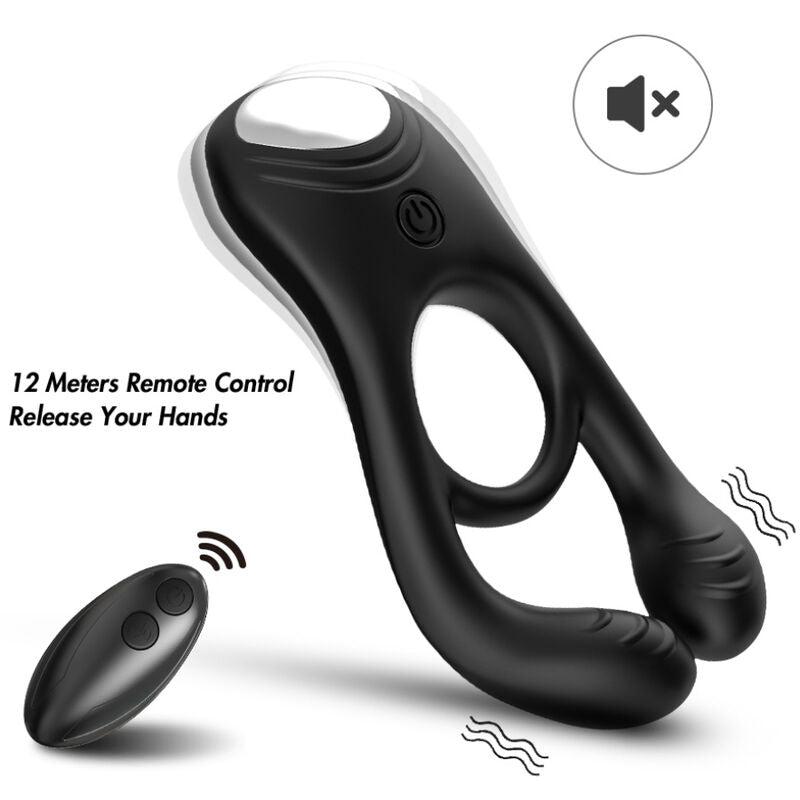 ARMONY - VEYRON DOUBLE VIBRATOR RING TOY FOR COUPLES REMOTE CONTROL BLACK - NOCTURNA DESIRES