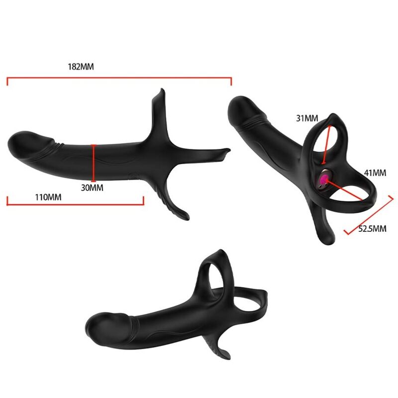 ARMONY - DILDO WITH RING & VIBRATOR REMOTE CONTROL BLACK - NOCTURNA DESIRES