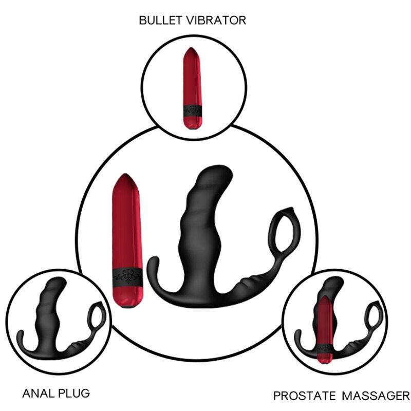ARMONY - KNIGHT VIBRATOR ANAL PROSTATE & RING REMOTE CONTROL BLACK - NOCTURNA DESIRES