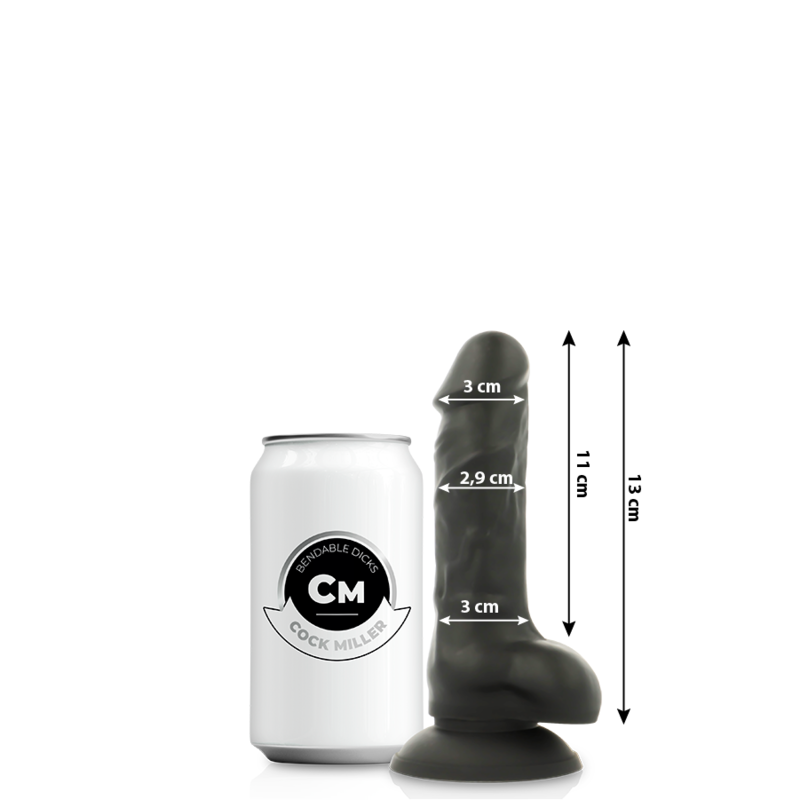 COCK MILLER - SILICONE DENSITY COCKSIL ARTICULABLE BLACK 13 CM - NOCTURNA DESIRES