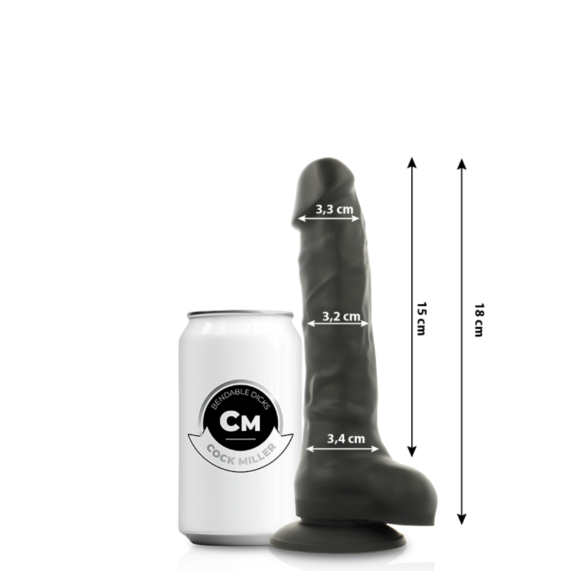 COCK MILLER - DILDO REALISTIC SILICONE DENSITY ARTICULABLE BLACK 18 CM - NOCTURNA DESIRES