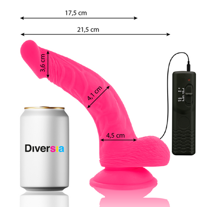 DIVERSIA - FLEXIBLE VIBRATING DILDO PINK 21.5 CM -O- 4.5 CM - NOCTURNA DESIRES