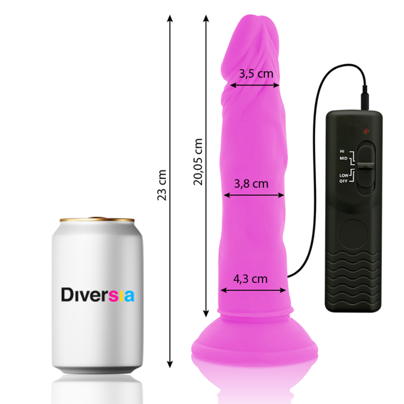 DIVERSIA - FLEXIBLE VIBRATING DILDO PURPLE 23 CM -O- 4.3 CM - NOCTURNA DESIRES