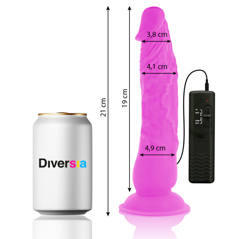 DIVERSIA - FLEXIBLE VIBRATING DILDO PURPLE 21 CM -O- 4.9 CM - NOCTURNA DESIRES