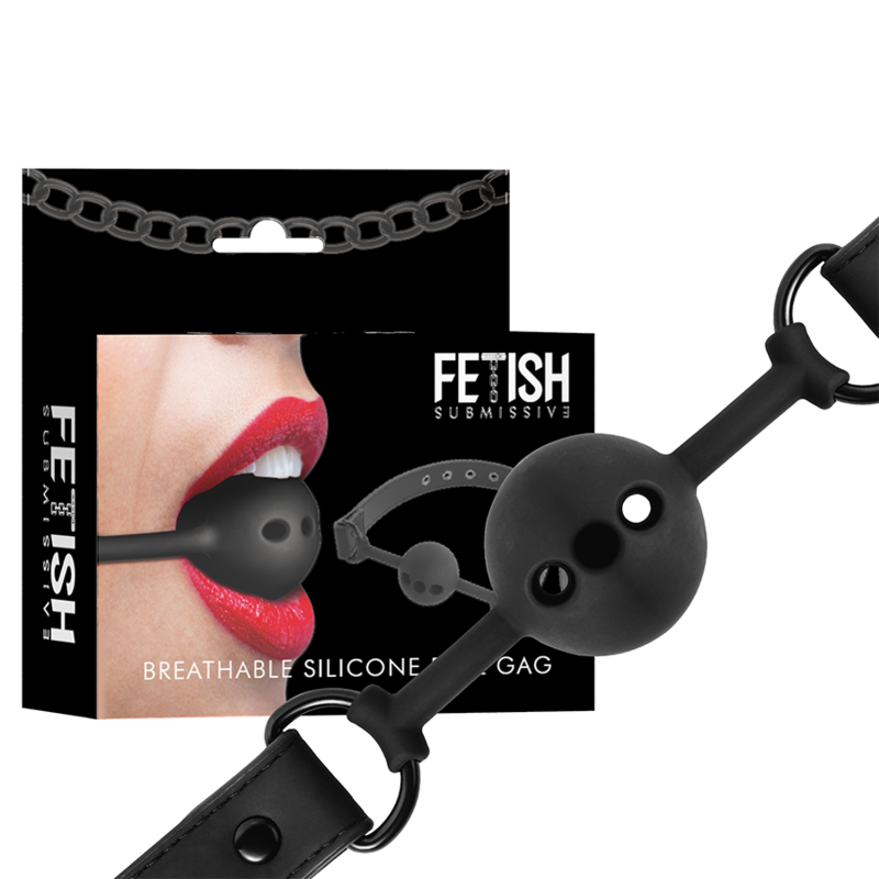 FETISH SUBMISSIVE BONDAGE - BREATHABLE SILICONE BALL GAG - NOCTURNA DESIRES