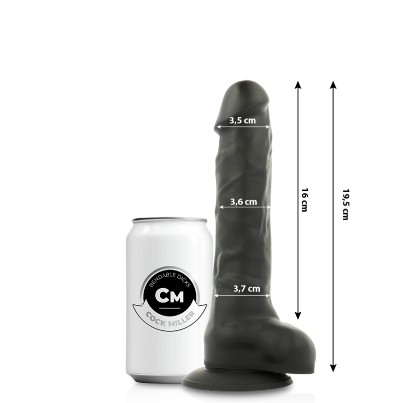COCK MILLER - DILDO REALISTIC SILICONE DENSITY ARTICULABLE BLACK 19.5 CM - NOCTURNA DESIRES
