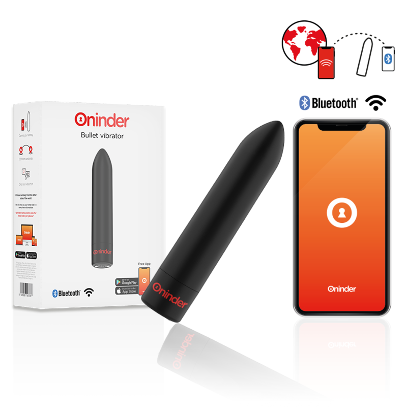 ONINDER - BERLIN BULLET VIBRATOR BLACK 9 MODES 8.5 X 2 CM - FREE APP - NOCTURNA DESIRES