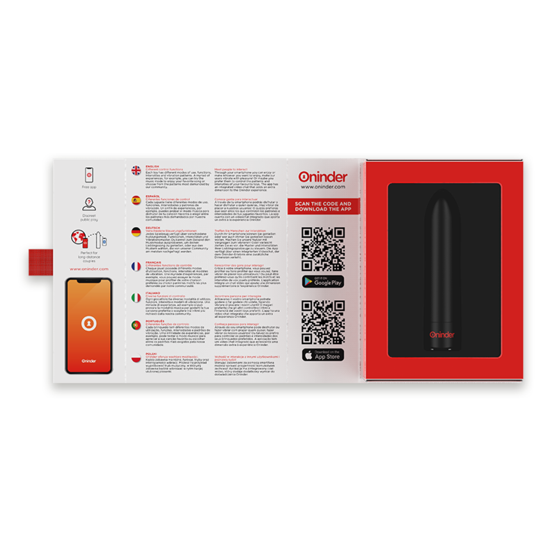 ONINDER - BERLIN BULLET VIBRATOR BLACK 9 MODES 8.5 X 2 CM - FREE APP - NOCTURNA DESIRES