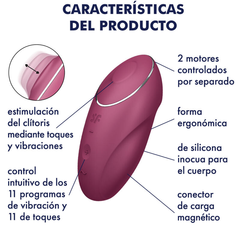 SATISFYER - TAP & CLIMAX 1 LAY-ON VIBRATOR RED - NOCTURNA DESIRES