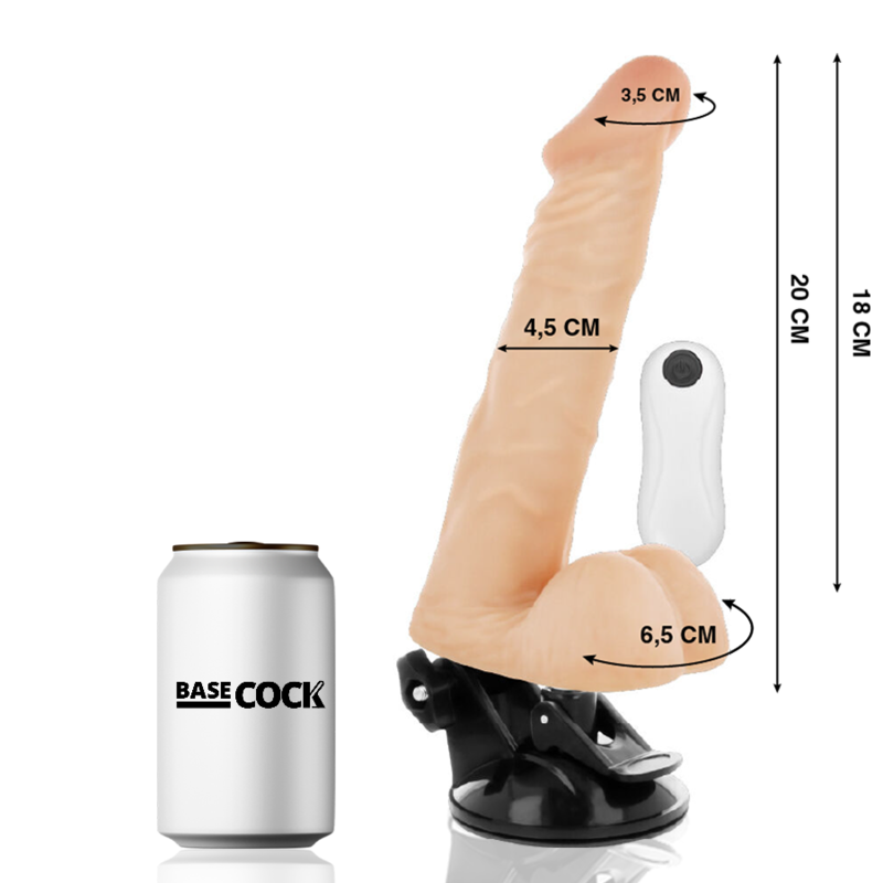 BASECOCK - REALISTIC ARTICULABLE REMOTE CONTROL FLESH 20 CM -O- 4.5 CM - NOCTURNA DESIRES