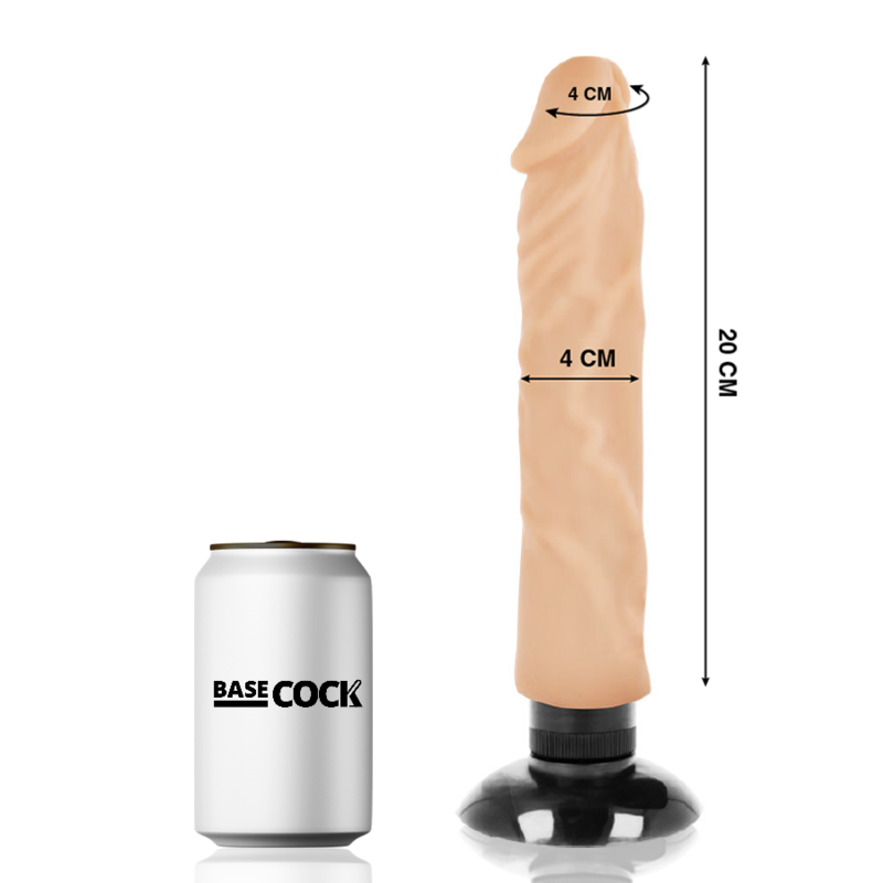BASECOCK - REALISTIC VIBRATOR 2-1 FLESH 20 CM -O- 4 CM - NOCTURNA DESIRES