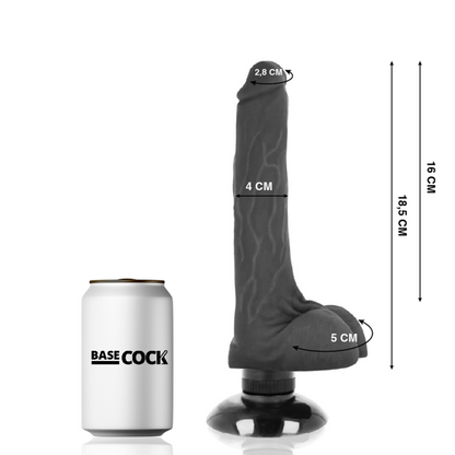BASECOCK - REALISTIC VIBRATOR 2-1 BLACK 18.5 CM -O- 4 CM - NOCTURNA DESIRES
