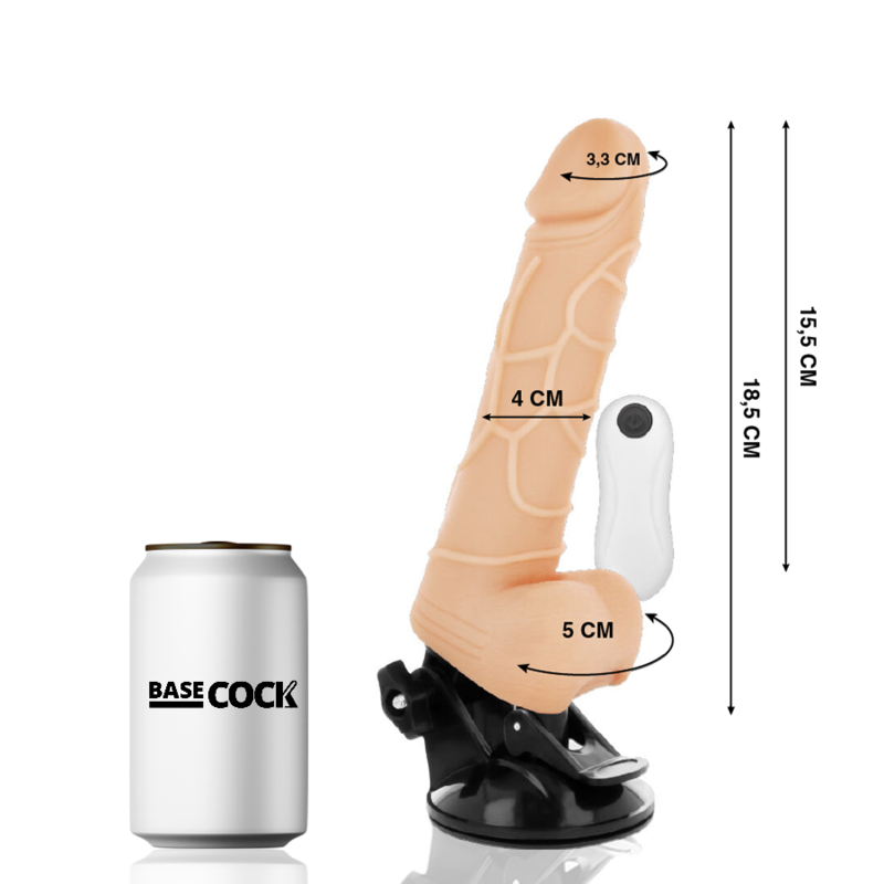 BASECOCK - REALISTIC VIBRATOR REMOTE CONTROL FLESH 18.5 CM -O- 4CM - NOCTURNA DESIRES